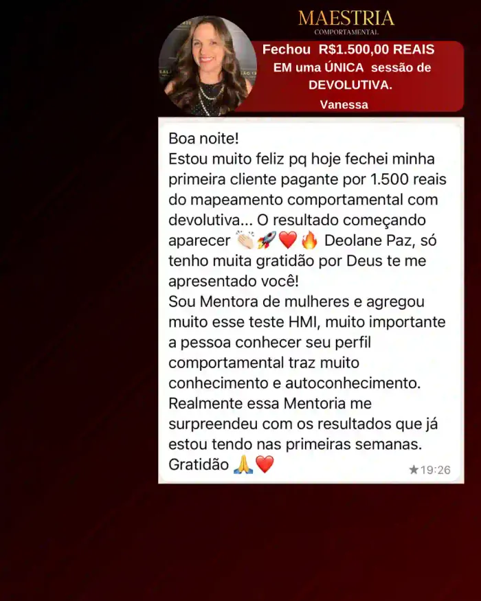 Depoimento de aluno da Maestria Comportamental