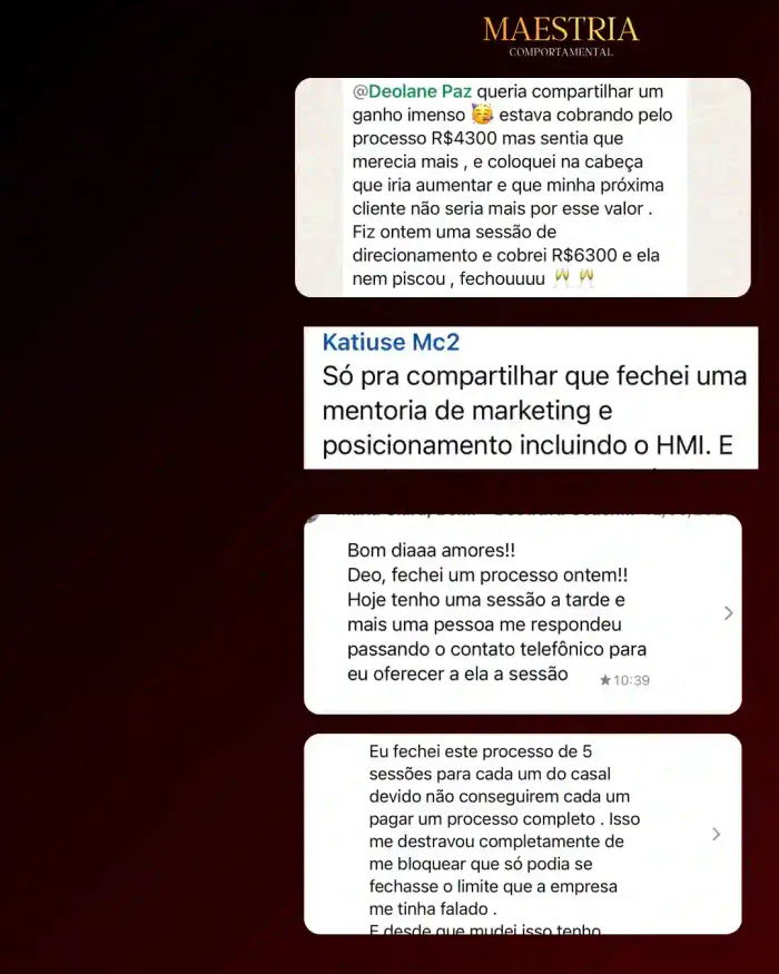 Depoimento de aluno da Maestria Comportamental