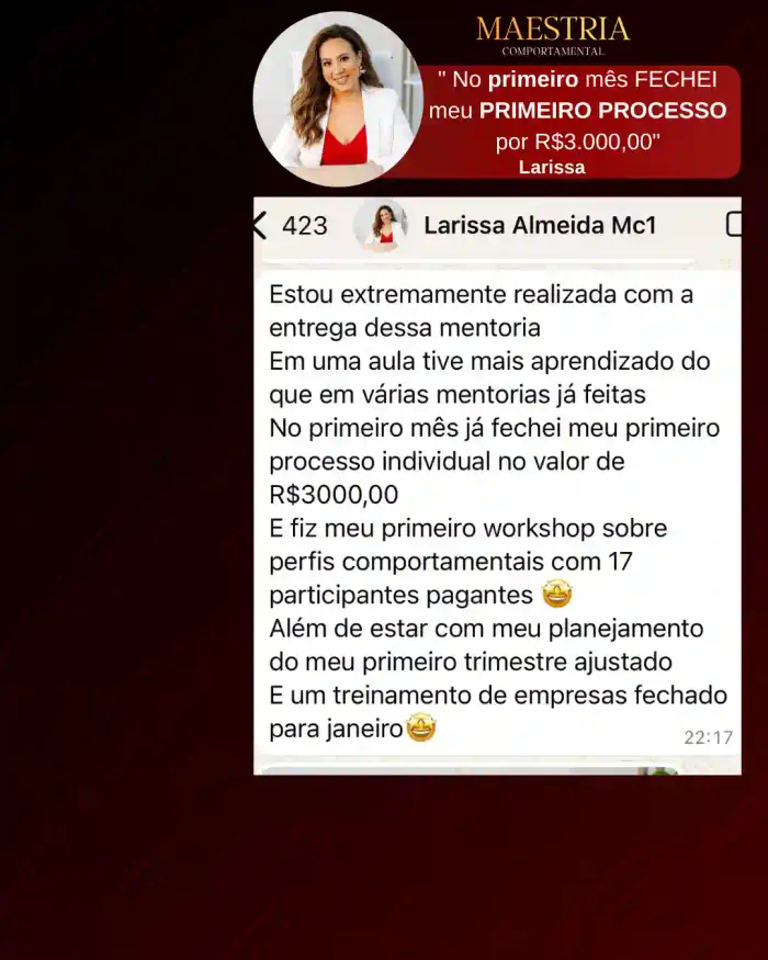 Depoimento de aluno da Maestria Comportamental