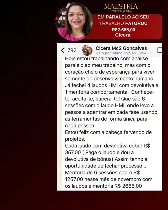 Depoimento de aluno da Maestria Comportamental